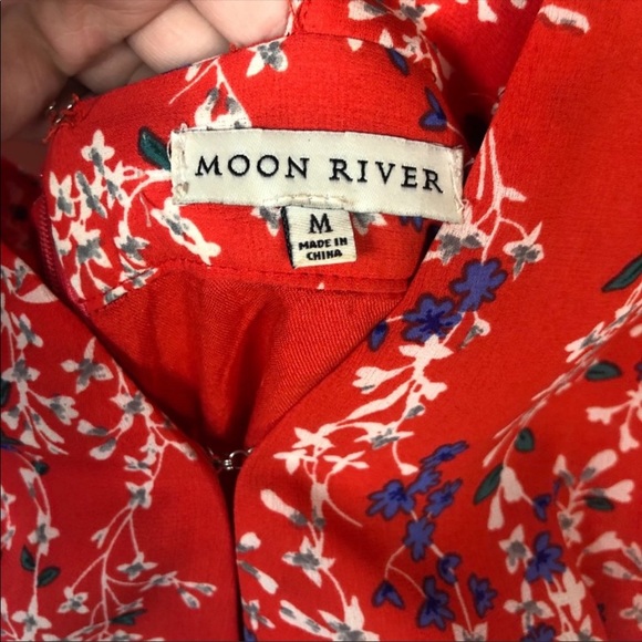 ASOS Moon River Red Floral Wrap Cropped Jumpsuit M - Picture 12 of 16